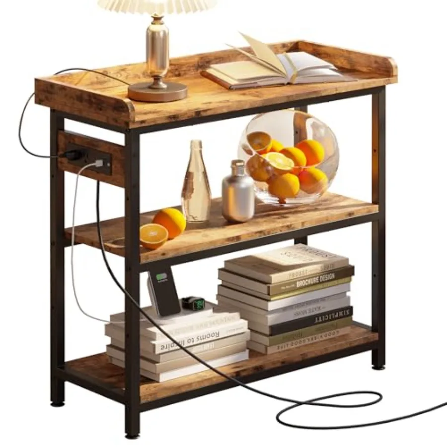

Console Table Sofa Table with Power Outlet Farmhouse Hallway Table for Entryway Living Room Height Adjustable Easy Assembly Rus