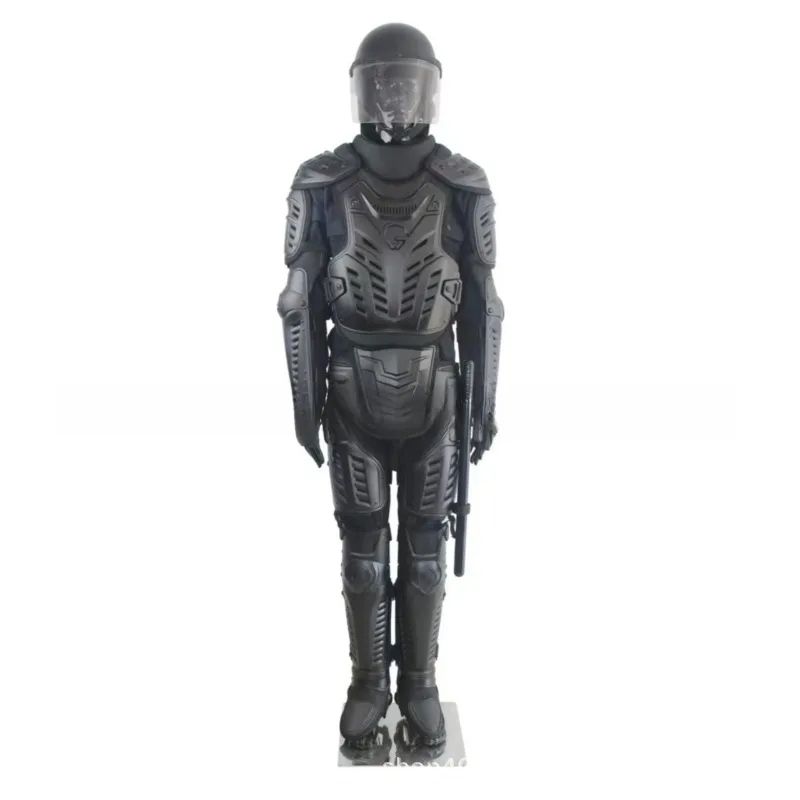 Black riot suit, full body protection, flame retardant hard armor