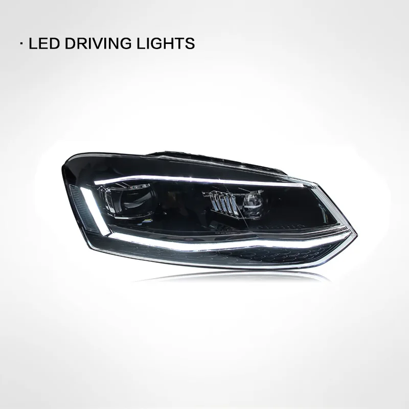 Suitable For 11-18 For Volkswagen Polo Headlight Assembly Polo Modified Led Daytime Running Light Lens Xenon Headlight