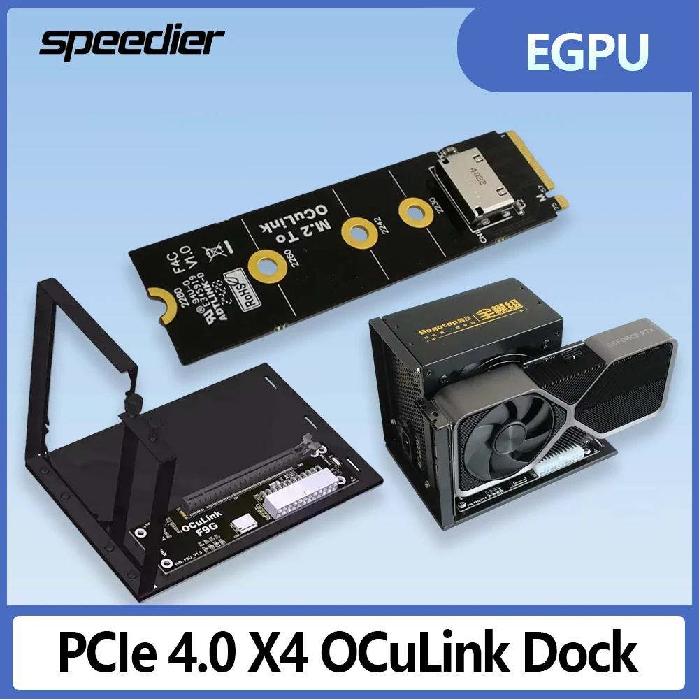 EGPU OCuLink Dock PCIe 4.0 X4 Speed External Video Graphics Card Docking Station F9G for PC Notebook Laptop M.2 Adapter ATX
