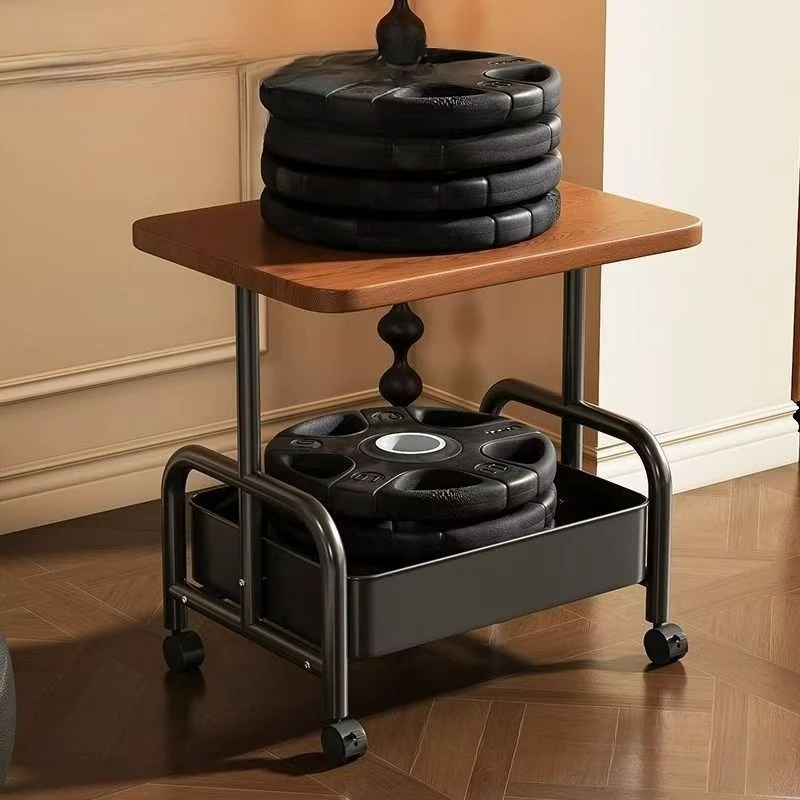 

Mobile Double-layer Coffee Table with Wheels Living Room Sofa Bedroom Small Table for Storing Fruits Snacks Books Small Table