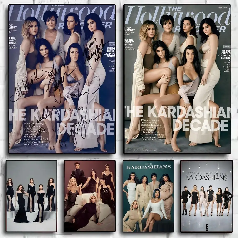 Kim K-Kardashian family Poster Stickers HD Waterproof Painting Wall Art for Bedroom Living Room Home Decor Decoration Gift
