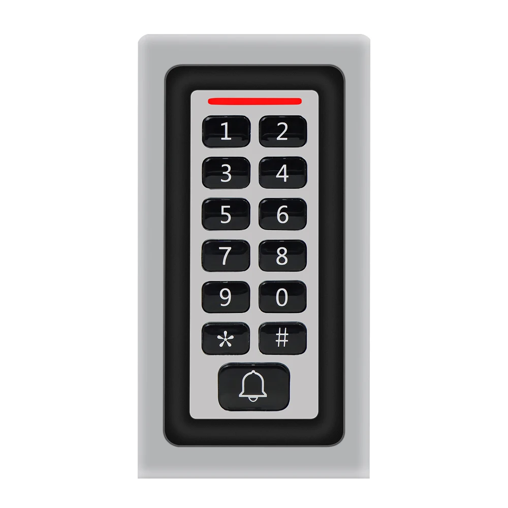 Metal Gate opener door lock Outdoor Access Control Keypad Crystal Button EM Card reader PIN Code RFID IP67 Waterproof Wiegand 26
