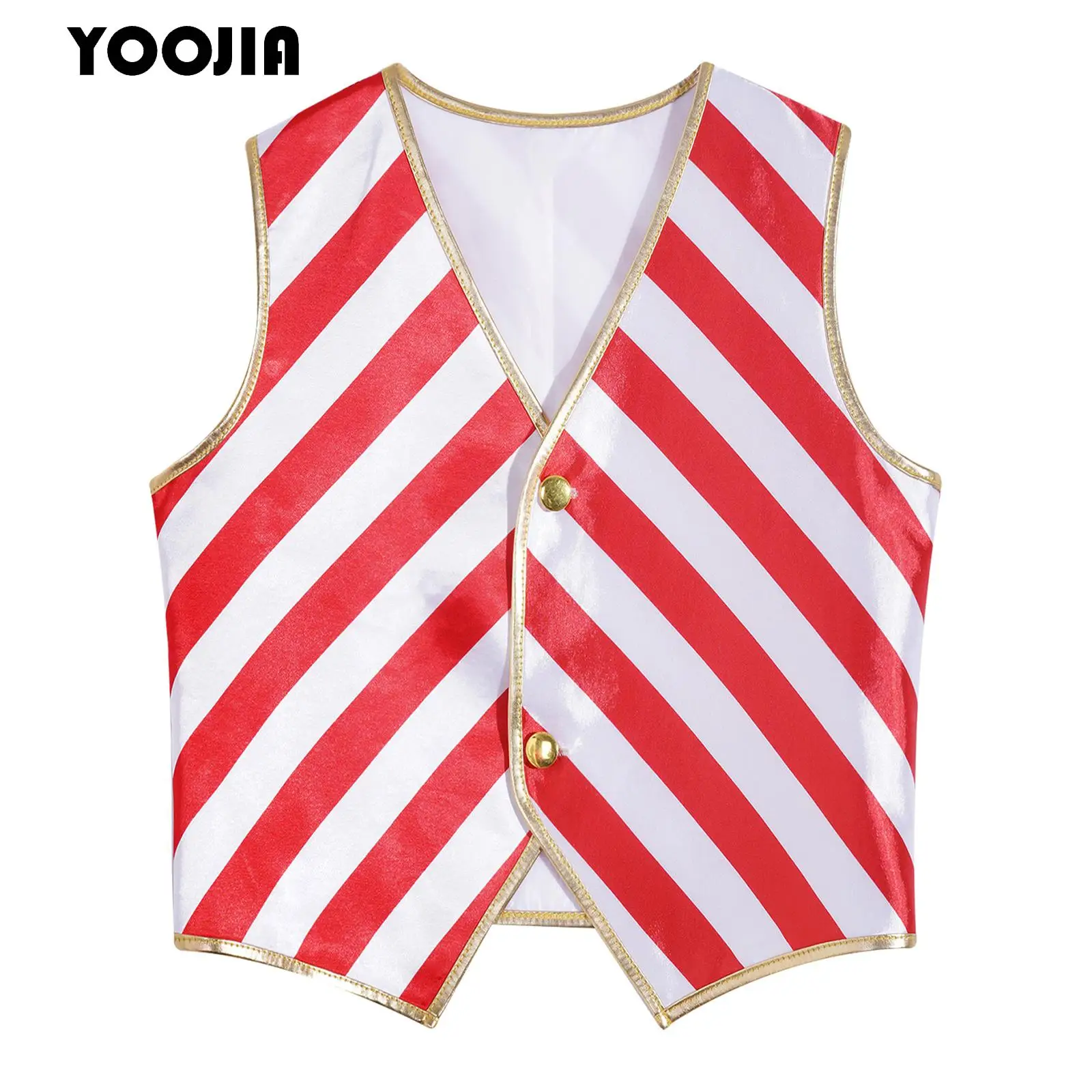 

Boys Girls Christmas Vest Candy Cane Costume Holiday Festival Xmas Waistcoat for Cosplay Party Hip-hop Jazz Dance Performance