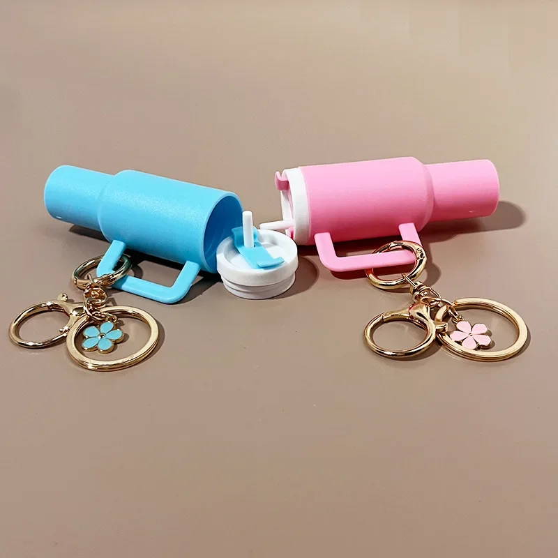 Mini Cup Keychain for Stanley Water Bottle Accessories Lip Balm Cute Tumbler Cup Handle Decoration