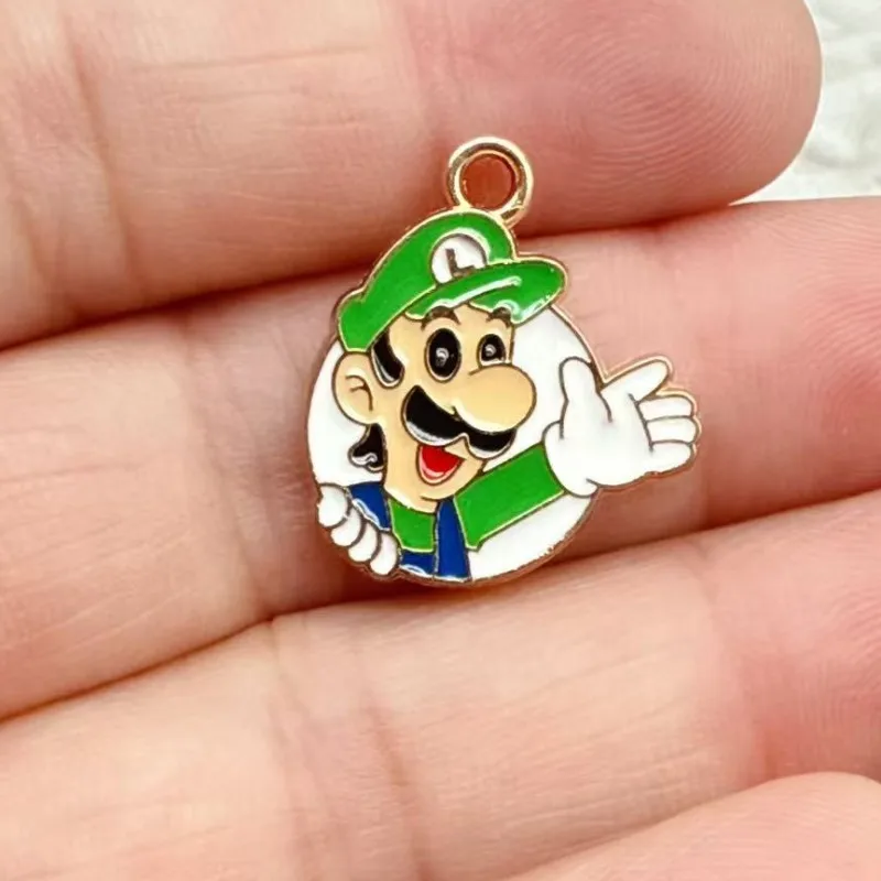 10 stuks schattige Super Mario Bros DIY sleutelhanger metaal handgemaakt legering anime game sleutelhanger sleutelring cadeau voor fans