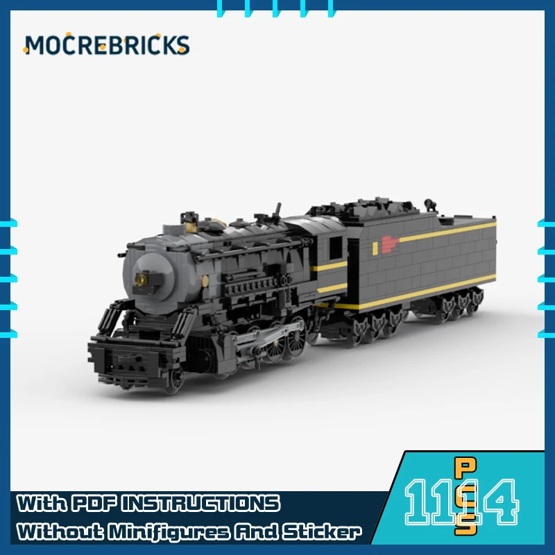 MOC West Virginia Railway 734 Steam Locomotive Train Model DIY Building Blocks Technical Heavy Track Bricks Toys Adult Gifts