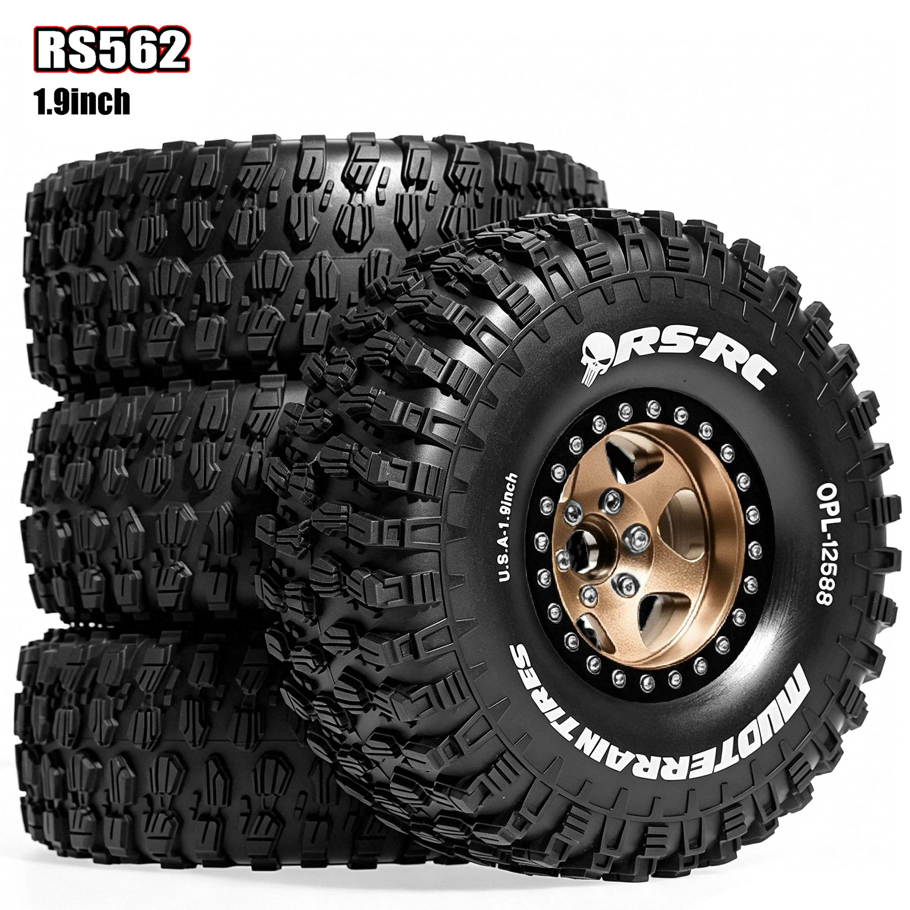 Negative Offset -10mm Aluminum 1.9 Beadlock Wheels and 1.9 Mud Slingers Tires for 1/10 RC Crawler SCX10 TRX4 VS4-10 Gen8 RC4WD