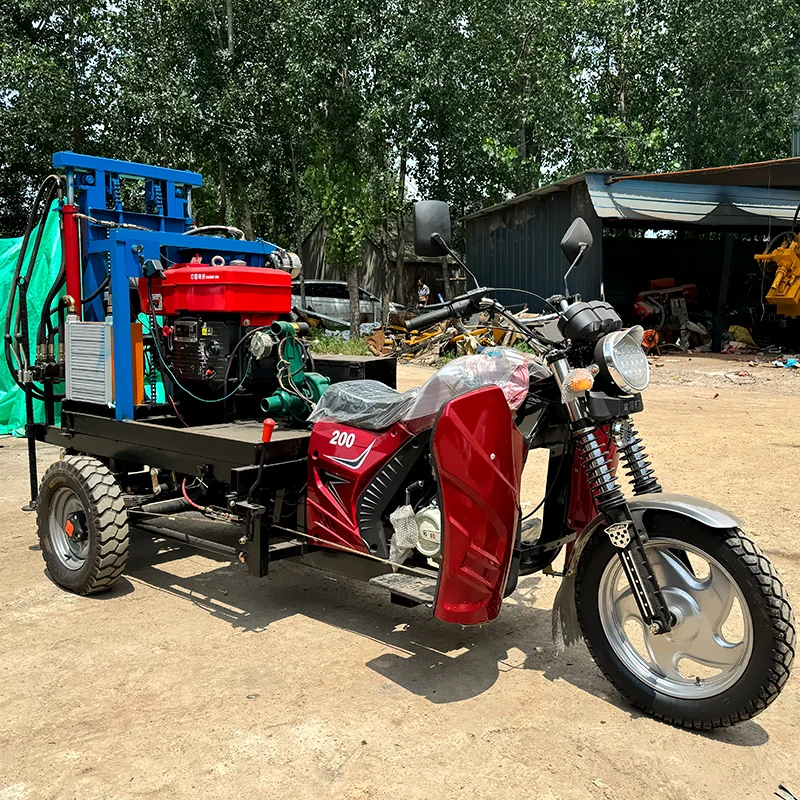 Mini plate-forme de forage montée sur moto, moteur diesel à trois roues, prix personnalisé, haute qualité