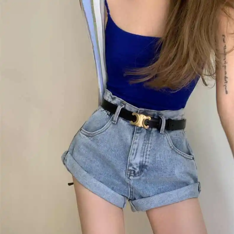 Summer 2026 High Waist Cuffed Denim Shorts Women's Versatile Spicy Girl Ultra-Short Flip  Hot Pants Loose Fit No Stretch