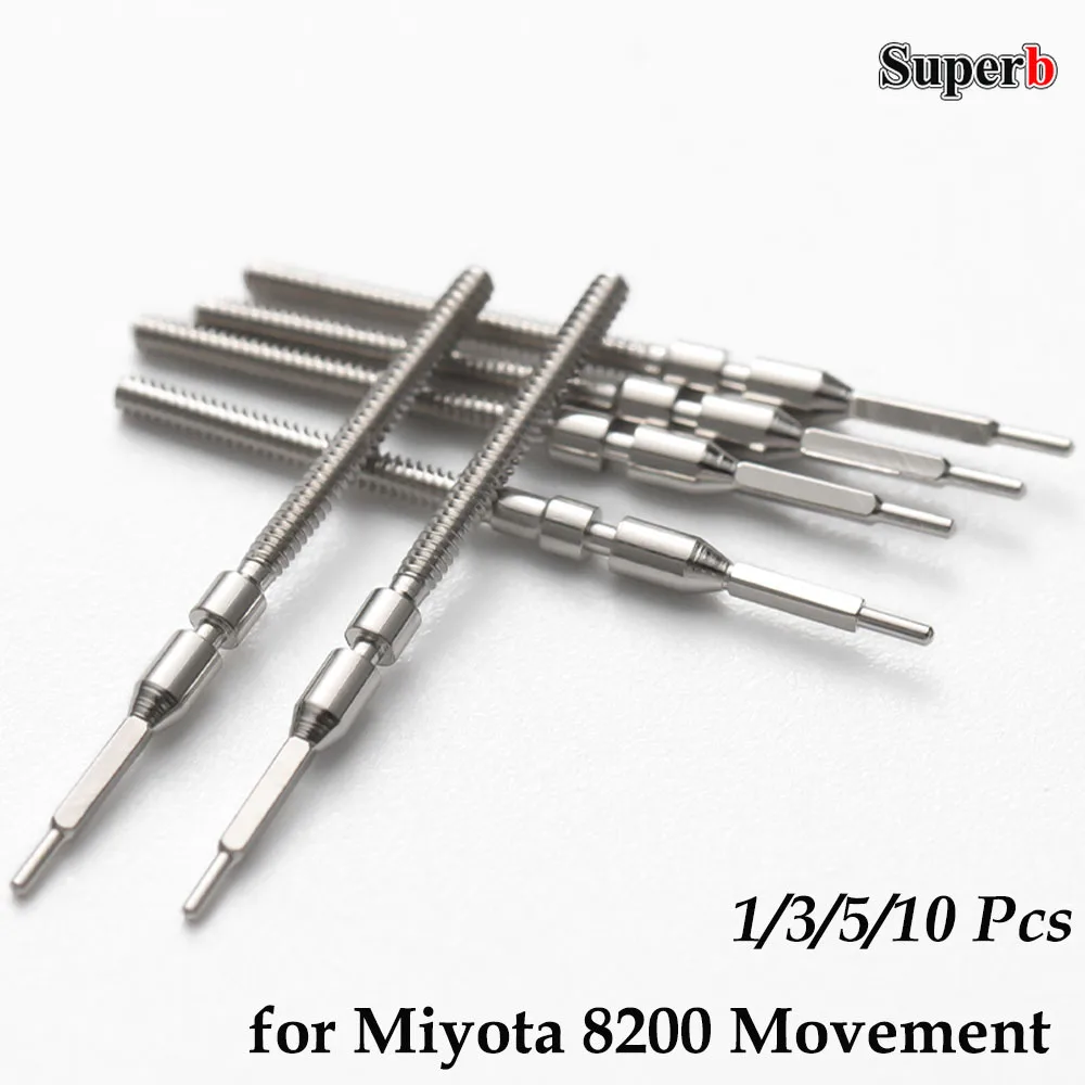1/3/5/10 Pcs Movement High Quality Watch Steel Stem Crown Kit Watch Parts for Miyota 8200 Movement Watches Stem for Watchmaker