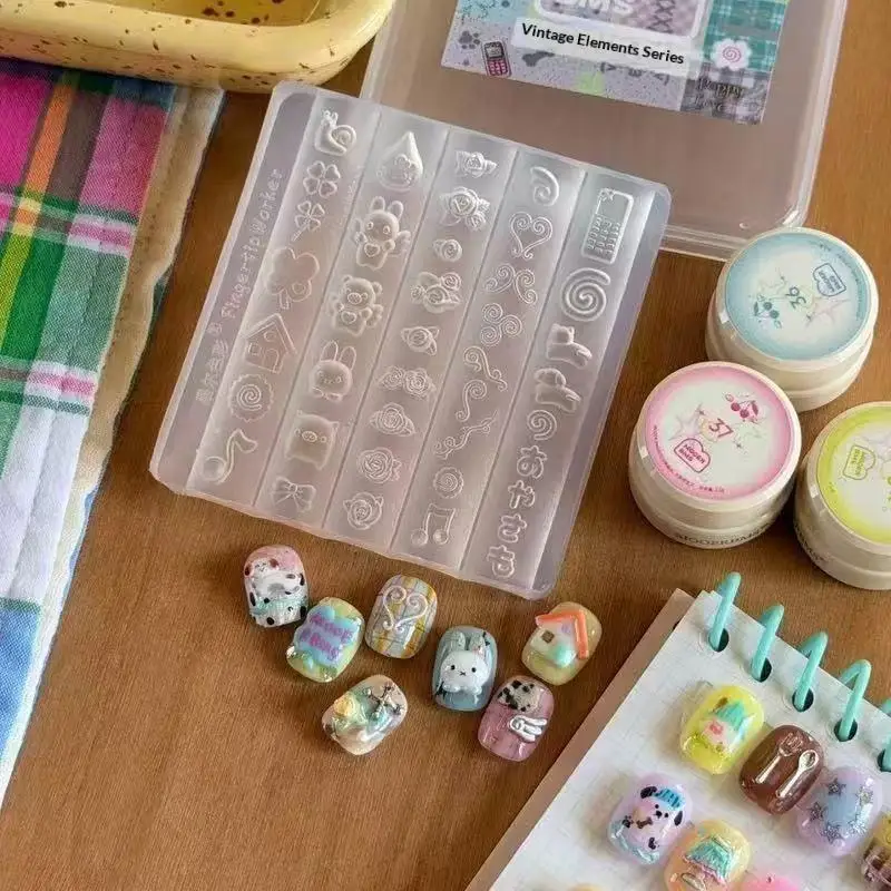 3D-Silikon-Nagelkunstform mit niedlichen Cartoon-Mustern, antihaftbeschichtet, für DIY-Nageldekoration und Charm-Herstellungswerkzeuge – Detail 2