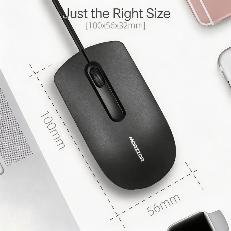 Fashion Optical Wired Ergonomic Mouse Office Gaming Mini Frosted Mice Anti Slip Wheels Lightweight For Laptop Tablet PC DPI 1200
