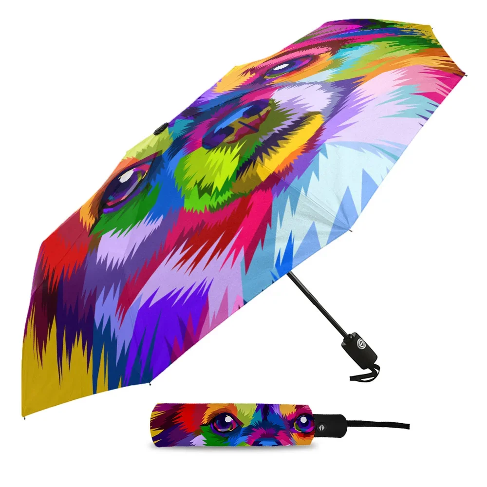 Chihuahua Geometric Fully-automatic Umbrella for Outdoor Kids Adults Printed Umbrella Foldable Eight Strand Umbrella