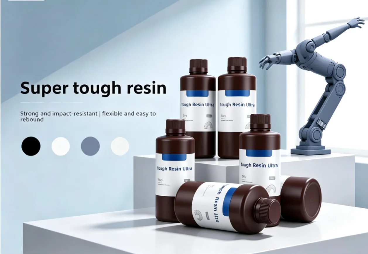 1KG High‑Toughness Impact‑Resistant Photopolymer Resin Light‑Curing 3D Printing Material for 405nm LCD DLP Desktop 3D Printer