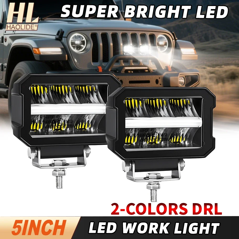 HL Car LED Work Light 900k Red Angel Eyes DRL Light Led Bar 12v LED Lighting Work Light 24V ATV 4X4 LED Accessories off-road use