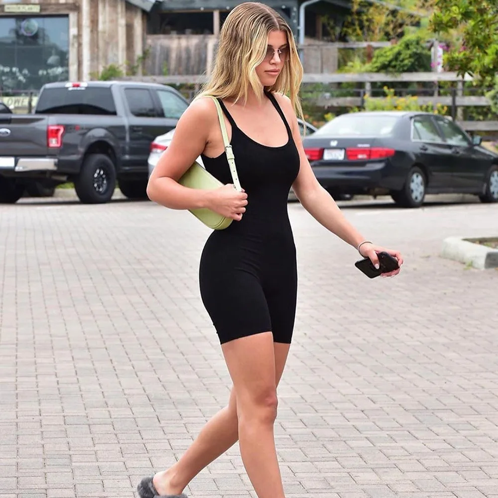 Women'S Tight Fit High Waist Sportswear, Sexy Jumpsuit, Straps, Monochromatic, Spring, Summer Fashion, New Tre