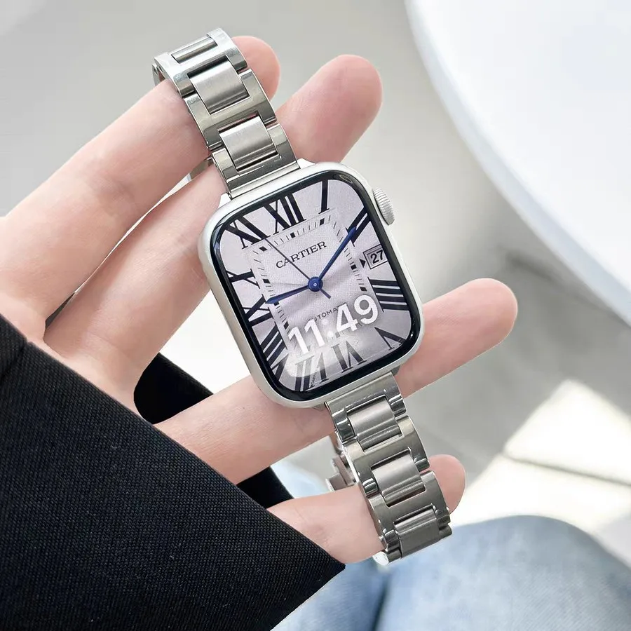 Pulseiras SmartWatch de aço inoxidável para Apple Watch SE2