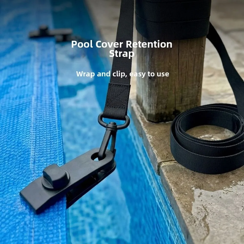 1/6Sets Universal Heavy-duty Pool Solar Cover Windproof Black&Blue Fixed Rope&Clip Solar Cover Attachment Kit Straps