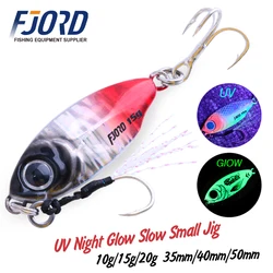 FJORD 10g 15g 20g Jig Hard Lure Micro Sea Slow Sinking Shore Casting Metal Jig UV Night Glow Bait Flattening Fishing Accessories