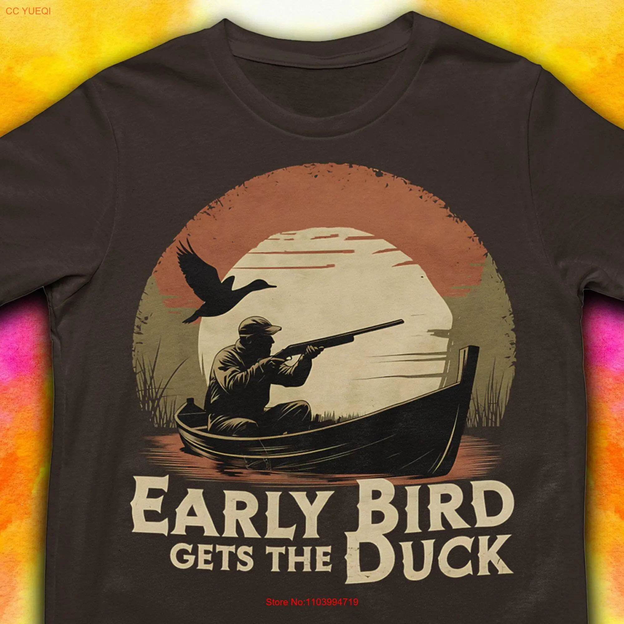 Bird Hunting T Shirt Early Dad Men Gets The Duck Qoute Watching Themed  long or short sleeves