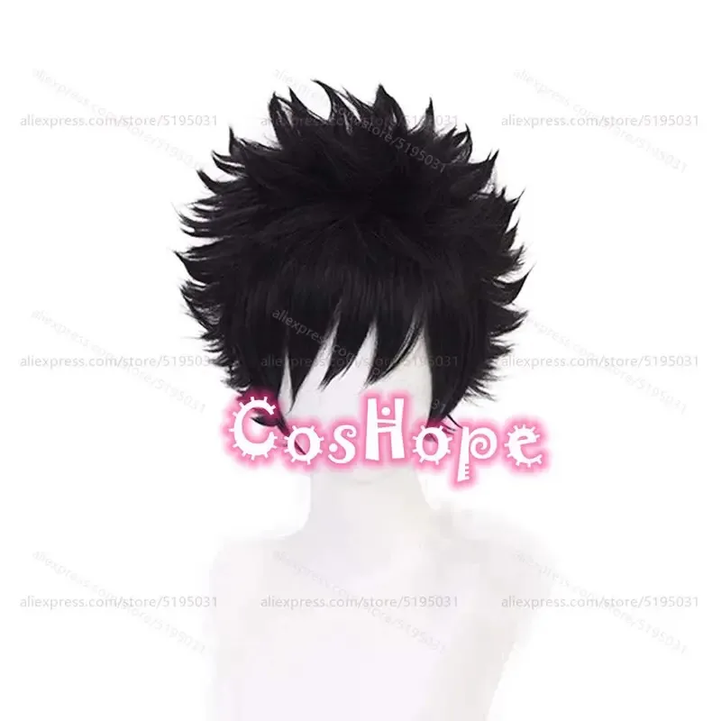 Peluca de Cosplay MHA Dabi para hombre, peluca negra corta y esponjosa Kamijou Touma, pelucas de Cosplay de Anime, pelucas sintéticas resistentes al calor