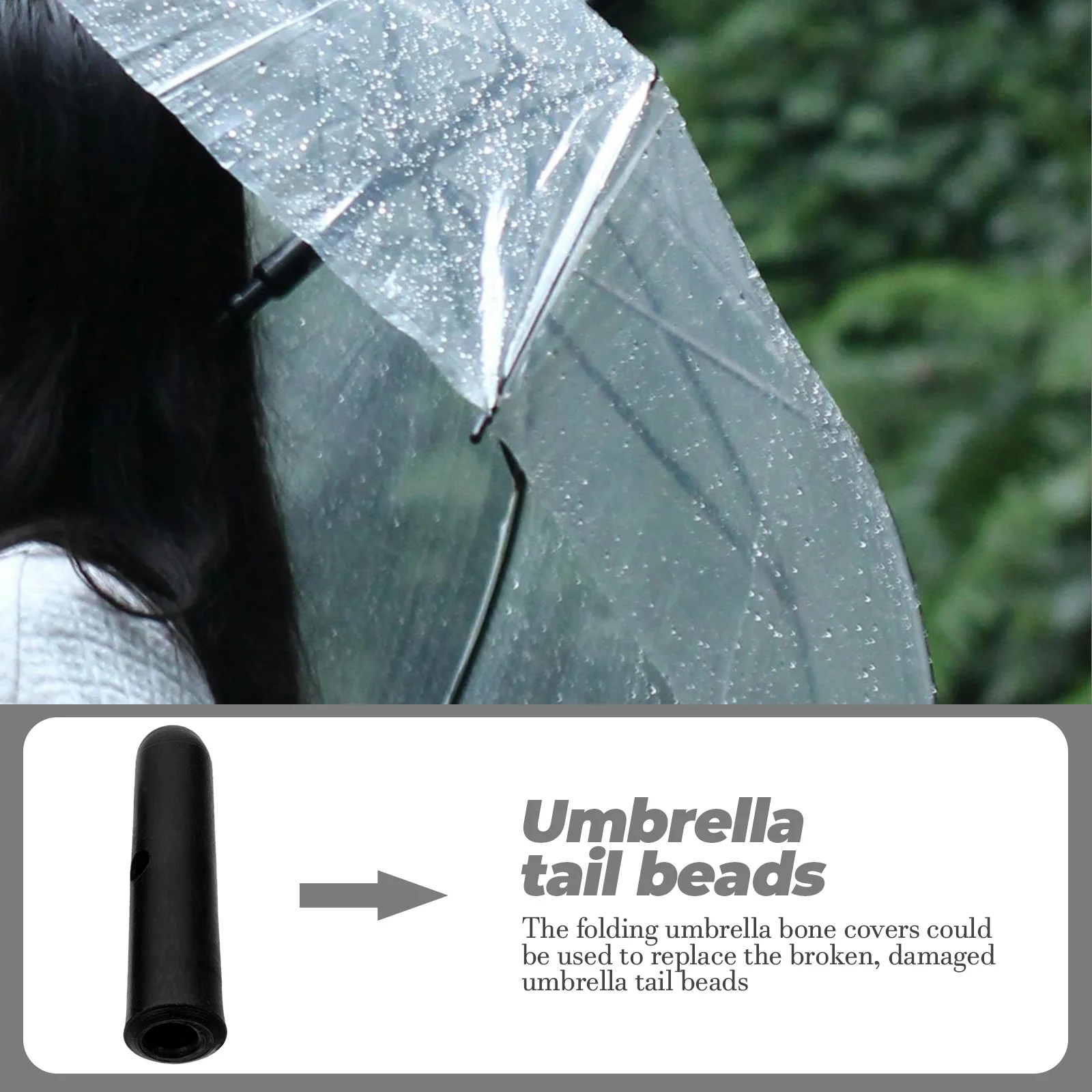 Replacement Umbrella Tail Beads Foldable Accessories Convenient Raindrops Black