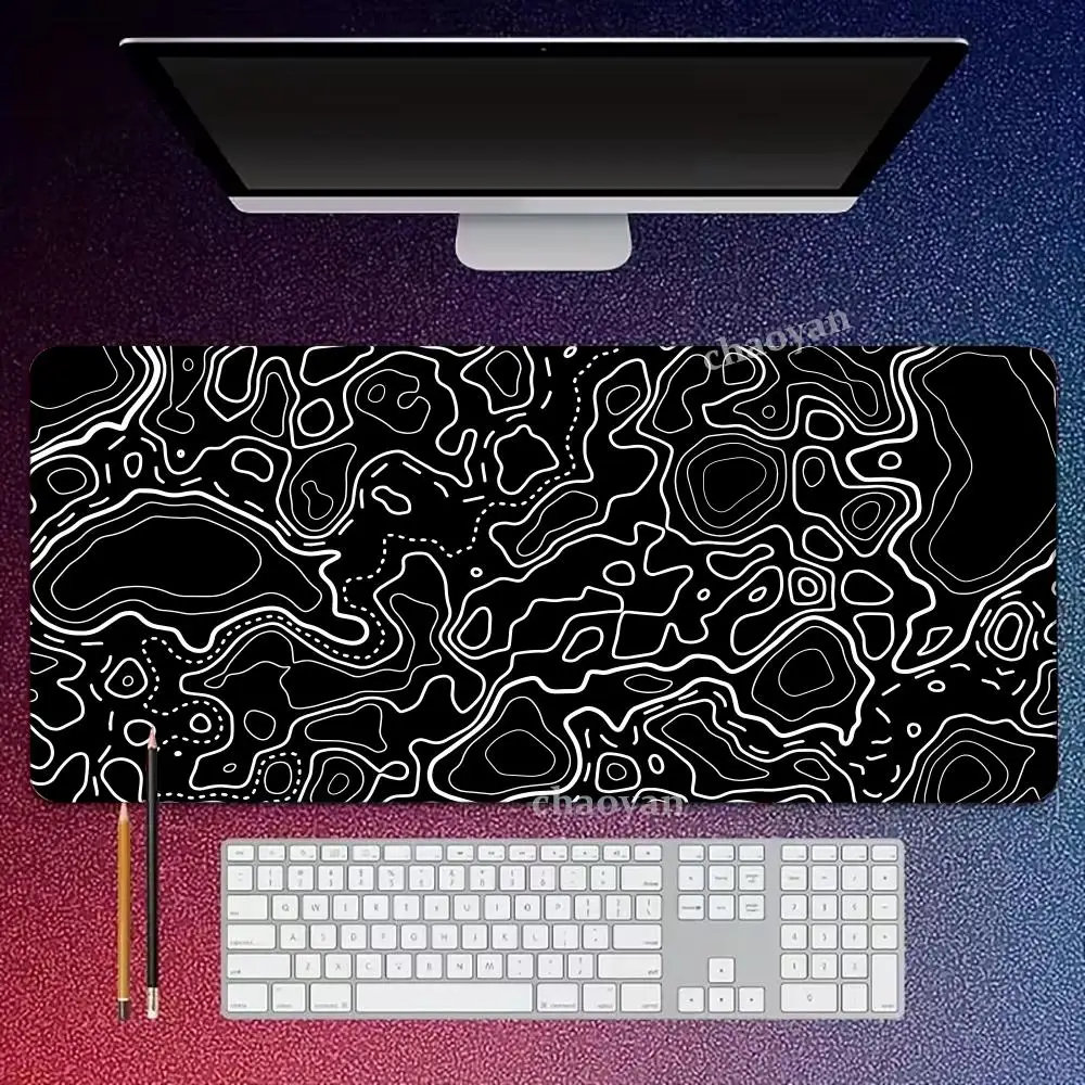 Black terrain outline mouse pad Large Computer Office Game Table Mats XXL Rubber Anti-slip Gaming Keyboard Mousepads  Desk Pads
