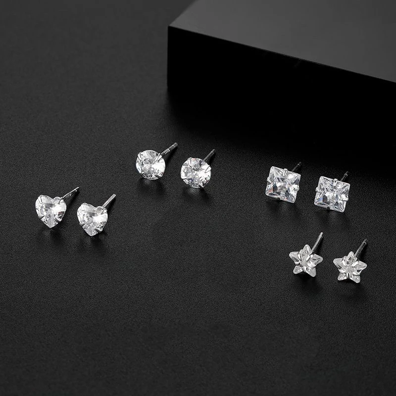 SOMILIA Ohrstecker aus 925er-Sterlingsilber, modisch, schlicht, 3–8 mm, glänzend, einzelne Strass-Ohrstecker für Damen, Temperament, Schmuck, Zubehör