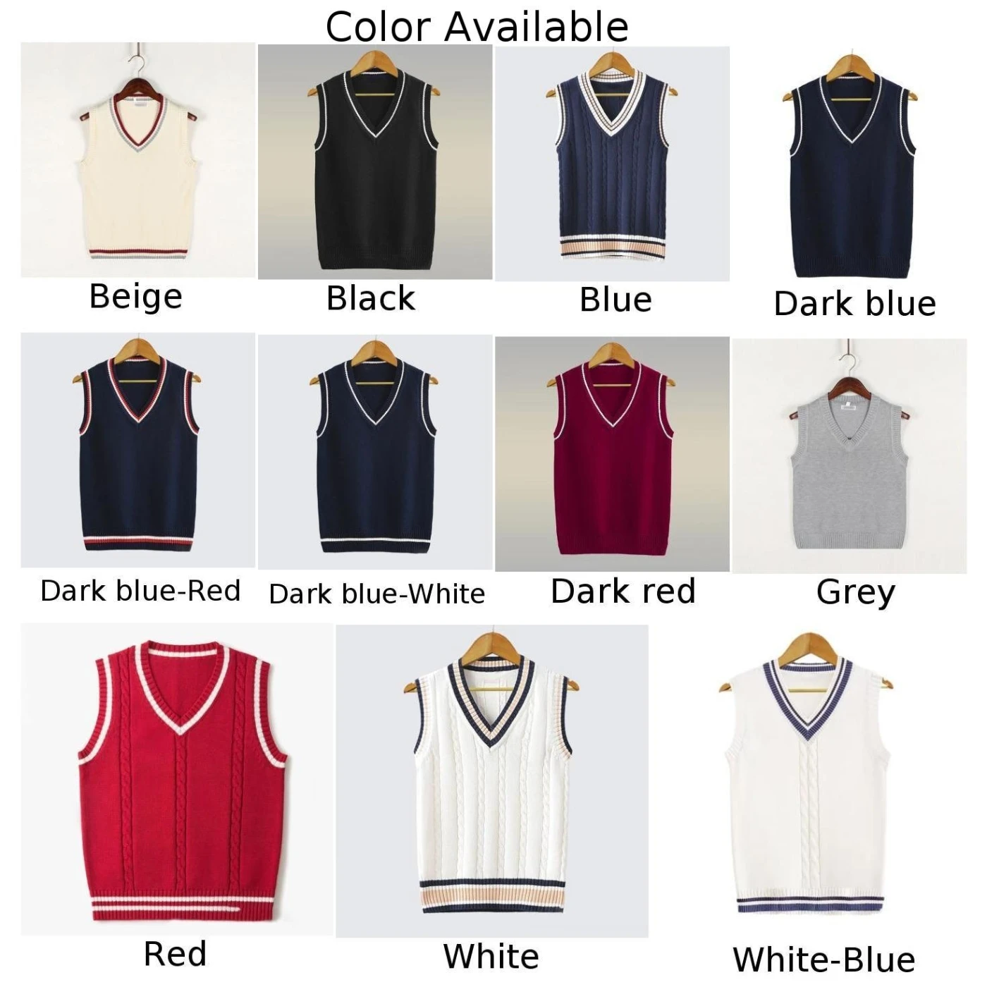 New Stylish Vacation Holiday Vest Tops Knitting Sleeveless Sweater Sleeveless Vest Sweater Thick Uniform V-Neck