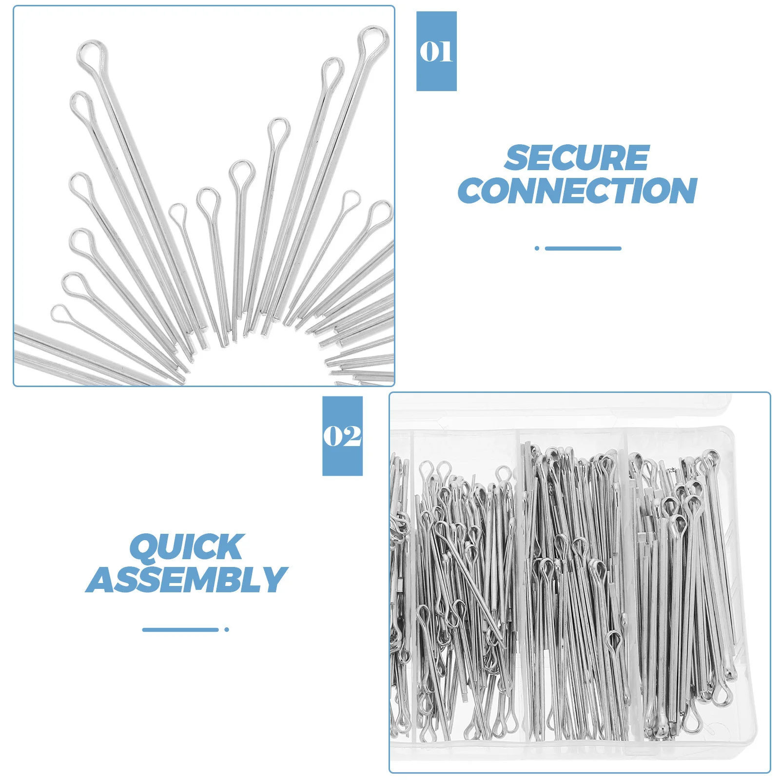 

Box Stainless Steel Cotter Pin Kit Assorted Spring Cotter Pin Clips Fastener Clips Trailer Hitch Tractor Mower Automotive