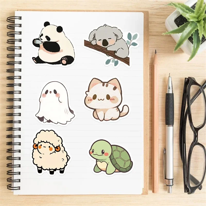 10/30/50PCS Cute Light Color Animal Decoration Scrapbooking PVC Sticker Aesthetic Korean Stationery School Supplies for Kids