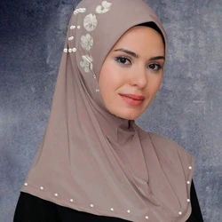 Instant Hemp Muslim Hijab Scarf Abaya Turban for Woman Islamic Women Head Wrap Ready to Wear Hijabs Pinless Neck Cover Turbans