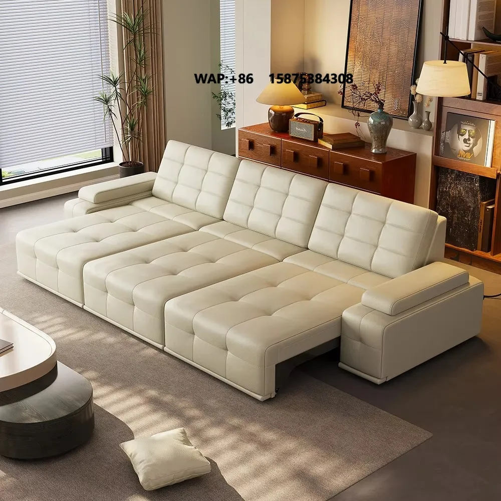 High Quality Electric Leather Sofa for Living Room - With Adjustable and Extendable Functions Multi-functional Sofa Bed