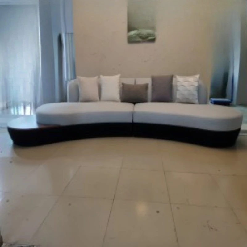 Large flat floor curved sofa Hotel lobby special-shaped sofa Moon sofa