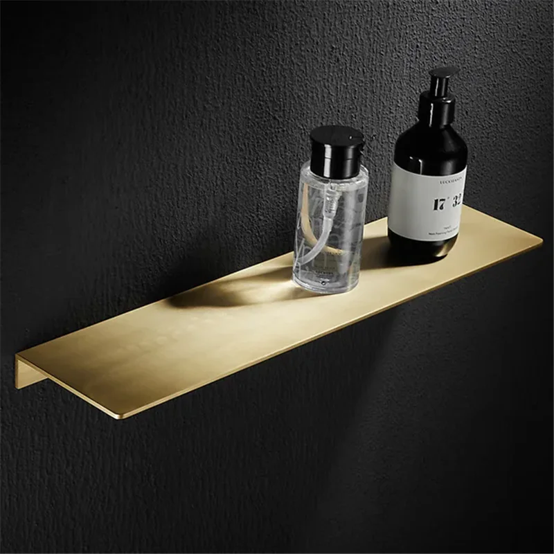 Bathroom Shelf Brushed Gold Top Bath Shower Shelf Aluminum Bathroom shelf Organizer Wall Mounted Black Kitchen Storage holder