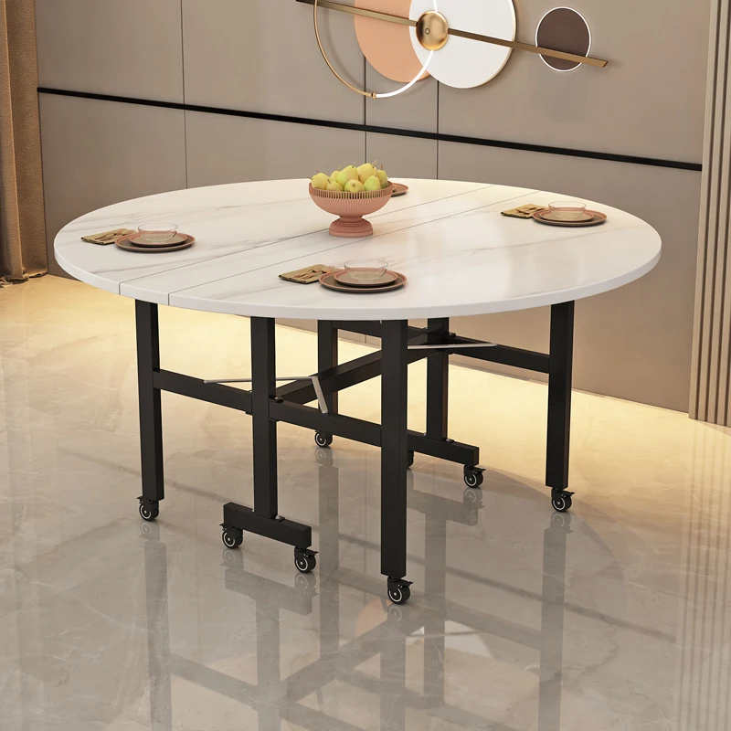 

Легкий роскошный складной обеденный стол, ультратонкий бытовой простой обеденный стол без установки, выдвижной мобильный многофункциональный