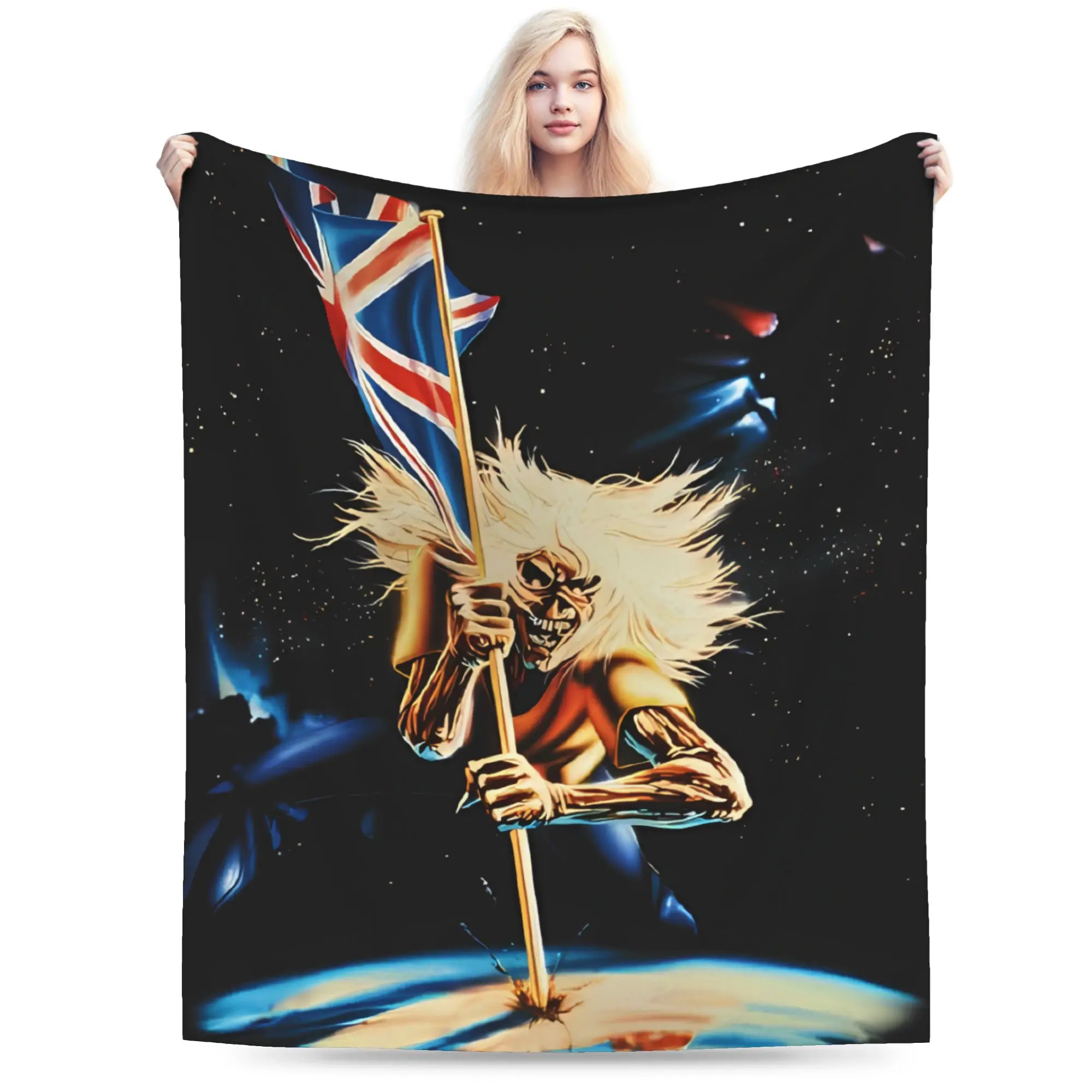 I-Iron-Maidens Music Band Art Warm Soft Blanket  Girls Boys Plush Throw Blanket Aesthetic CouchFlannel Bedspread Sofa Bed Cover