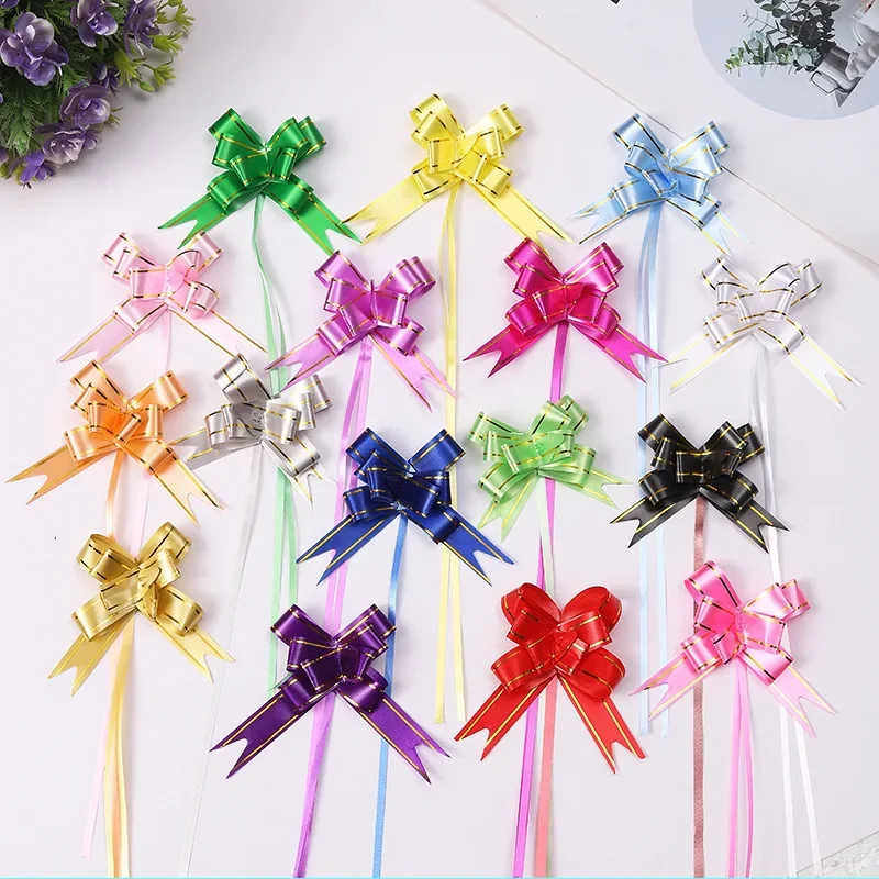200Pcs Medium Size Pull Flower Bow Knot Pull Bow Gift Ribbons Flower Wrappers Christmas Birthday Gift Packaging Party Decoration