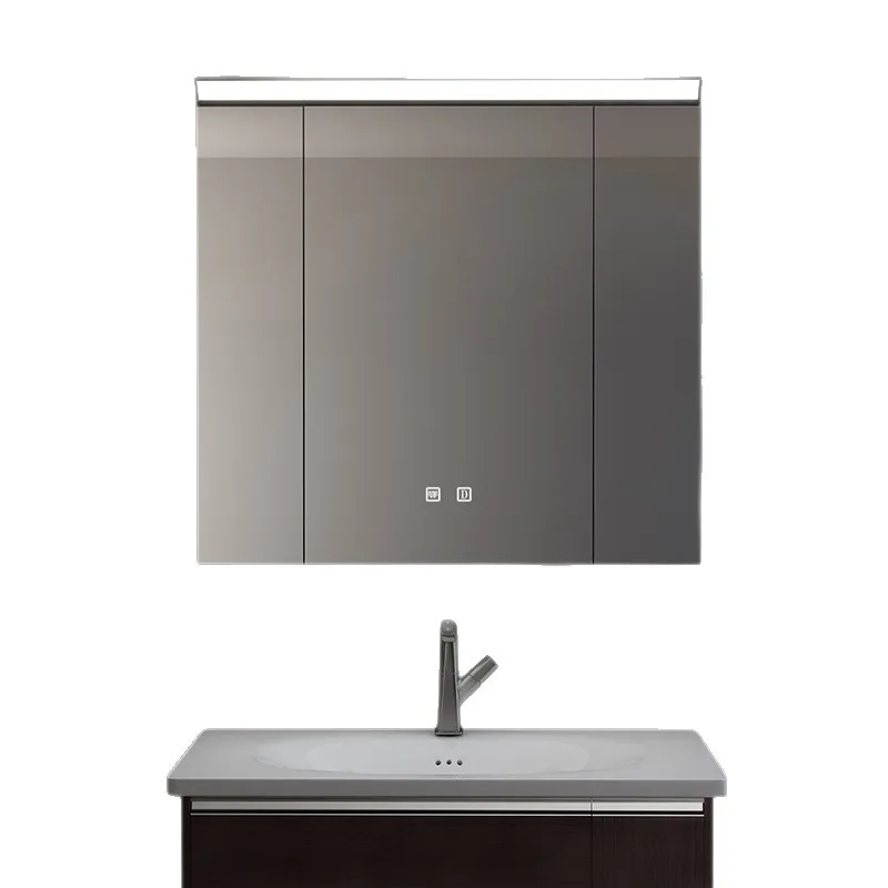 Family small apartment through-top mirror cabinet, Japanese-style basket storage cabinet, ceramic basin, antique walnut bathroom