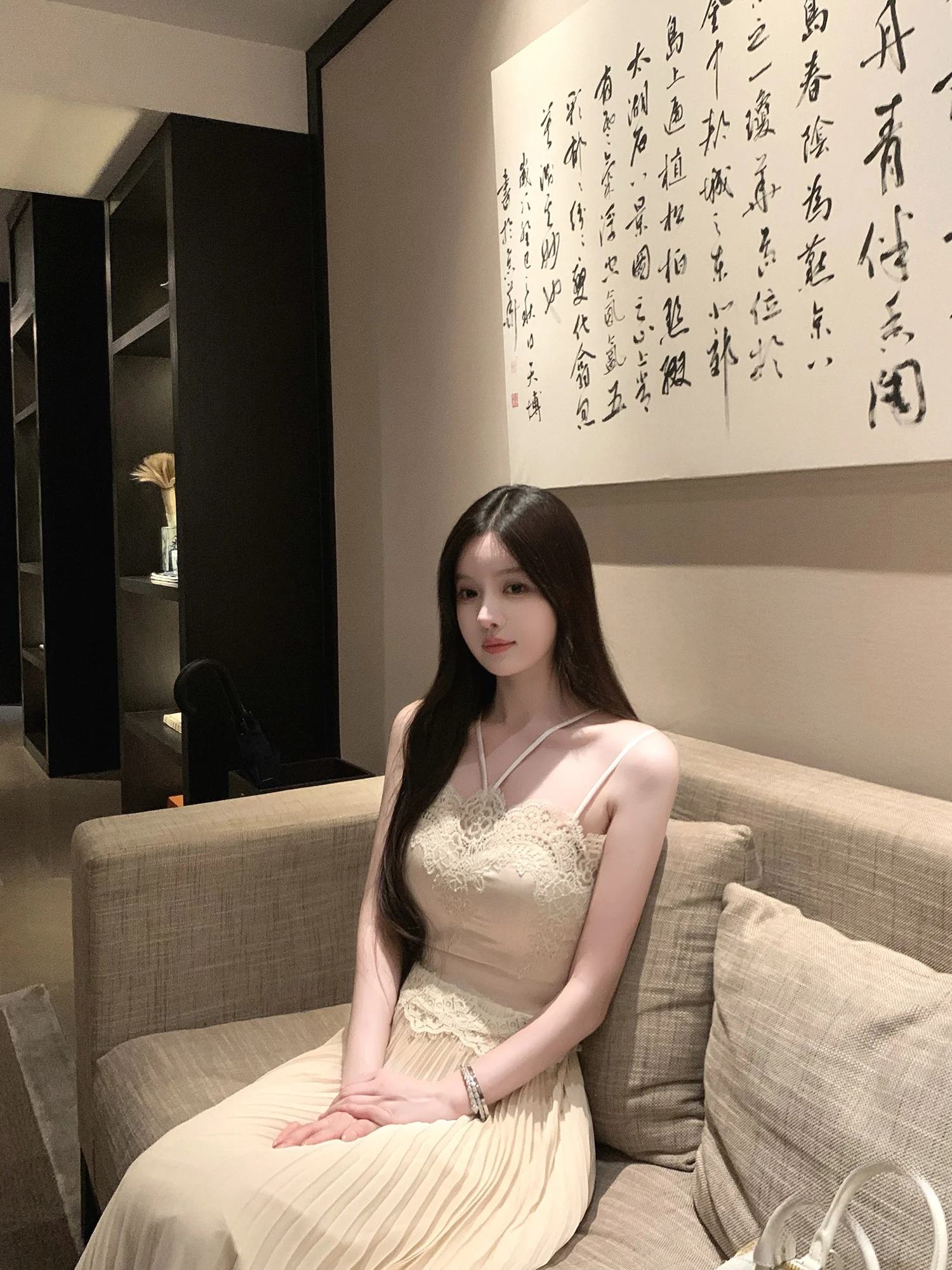 

Ele Lace Trim Satin Blouse with Pleated Skirt Two Piece Set for Women Faionable Chiffon Top And Skirt Ensemble