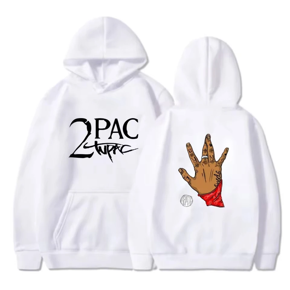 Gangsta Rap 2Pac Hoodie Casual Hip Hop Gangsta 2Pac Hooded Tupac Shakur Graphics Sweatshirt Autumn Winter Fleece Loose Pullover