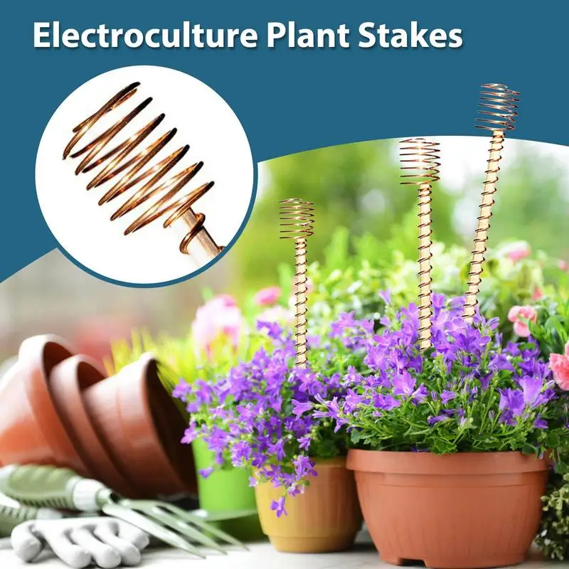 Electroculture Plant Stakes Garden Copper Coil Antennas Plant Support Stakes Flower Stand Sticks For Growing Plants Vegetables