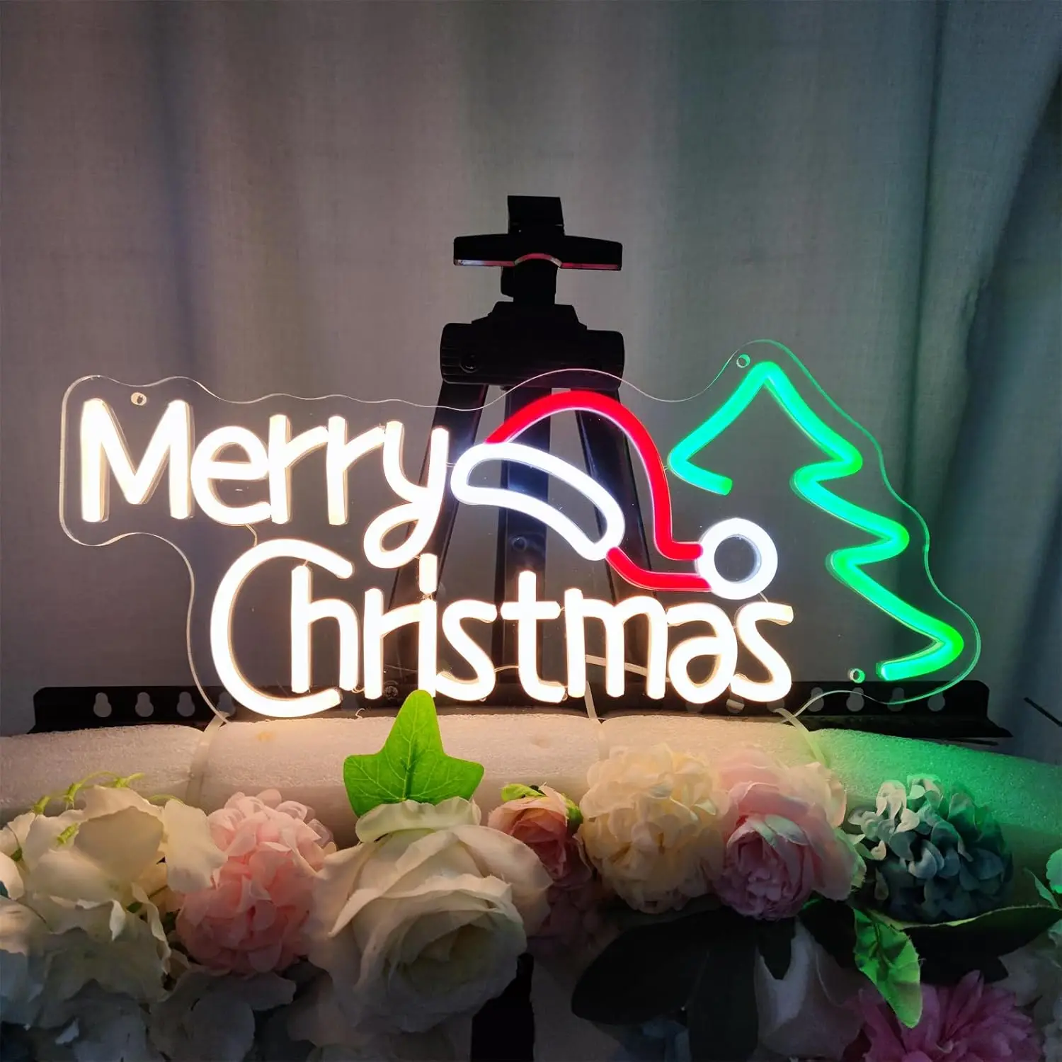 Merry Christmas Neon Signs for Wall Decor LED Neon Light Sign for Christmas Home Living Room Bedroom Happy Party Bar Decoration