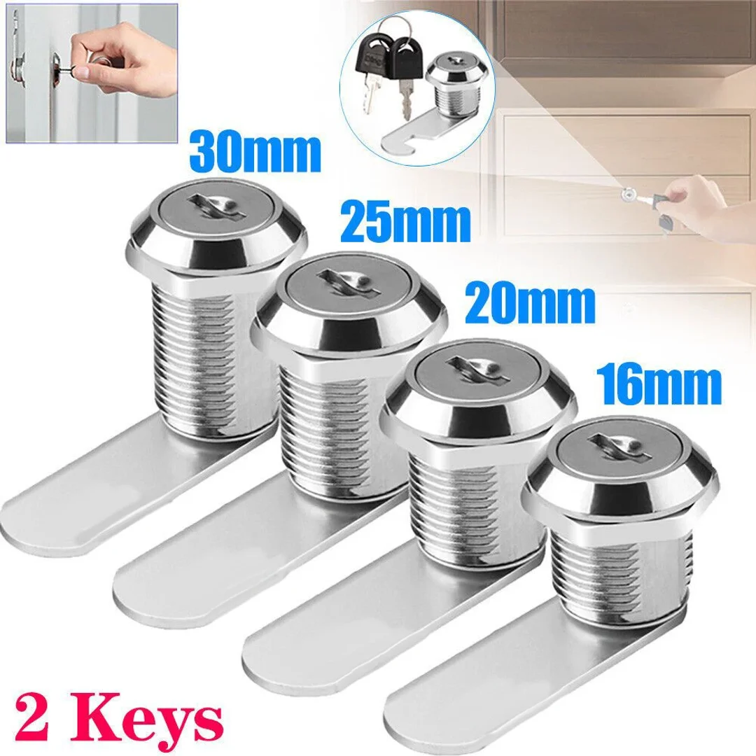 Furniture Hardware Cam Lock - 引き出しキャビネットロック、メールボックスロッカー、カムロック、食器棚ドア用舌錠（鍵2本付き）、家具用金具