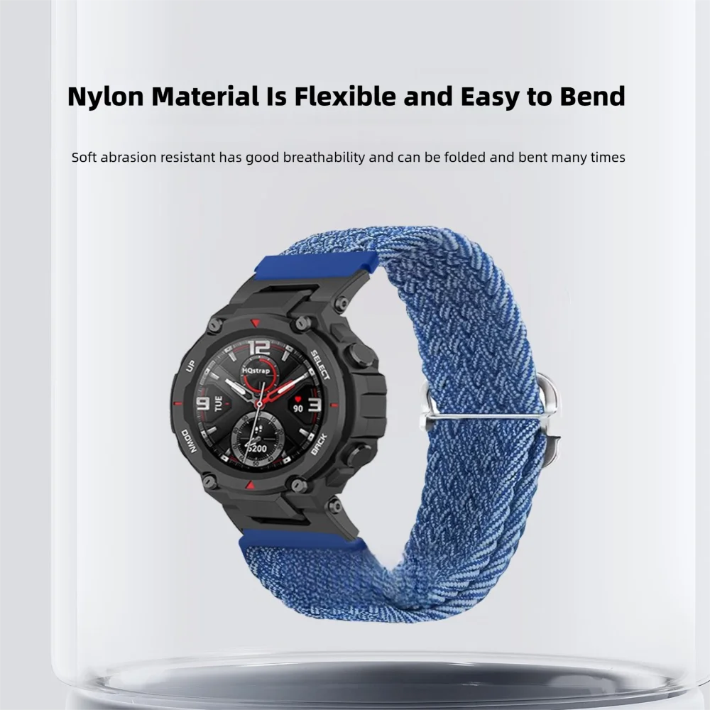 النايلون المنسوجة حزام ساعة مرن لساعة Amazfit T-rex 1/2/3 الإفراج السريع موضة لينة استبدال قابل للتعديل حزام ساعة ذكية