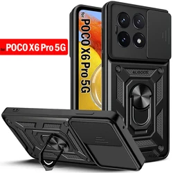 Shockproof Funda for POCO X6 Pro 5G Case Slide Camera Lens Protect Ring Stand Cover for Poco X6 Pro Case