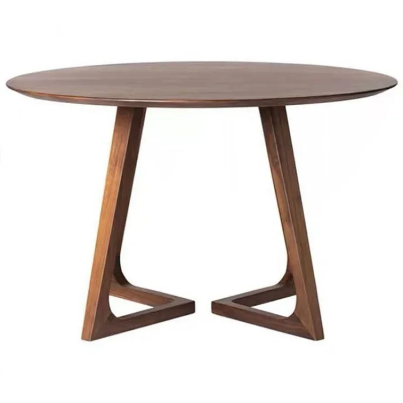 Table ronde nordique de luxe légère en bois massif, table à manger simple et moderne pour petit appartement