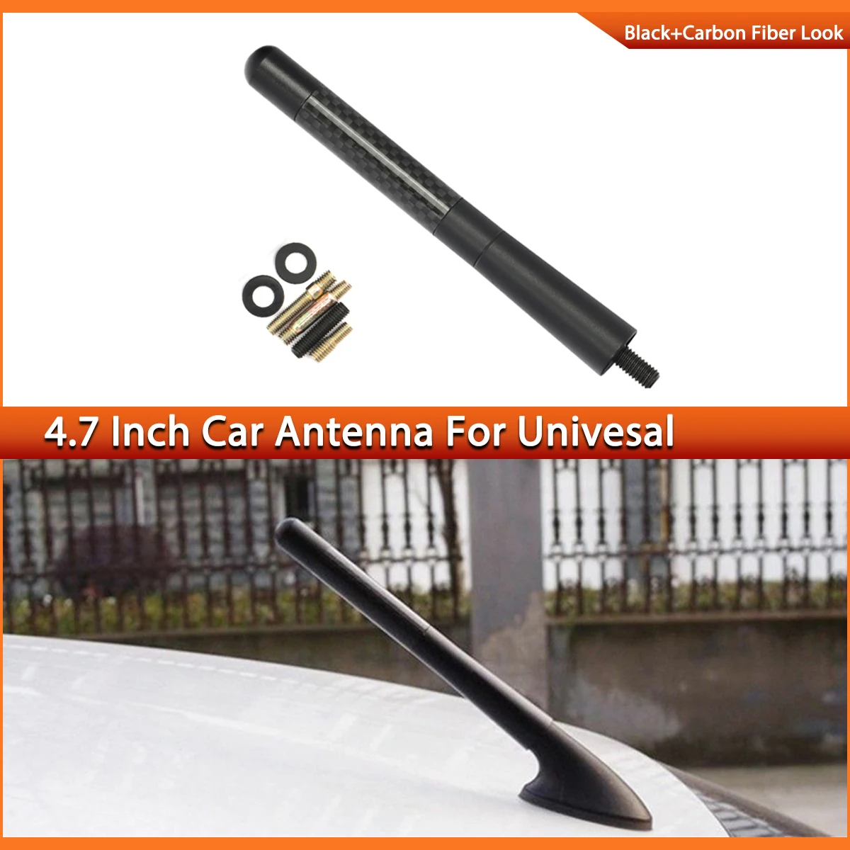 Car Roof AM FM Radio Aerial Decorative Antenna 12cm Black Carbon Fiber Look Universal for Most Vehicle Auto 4.7inch - zdjęcie 1