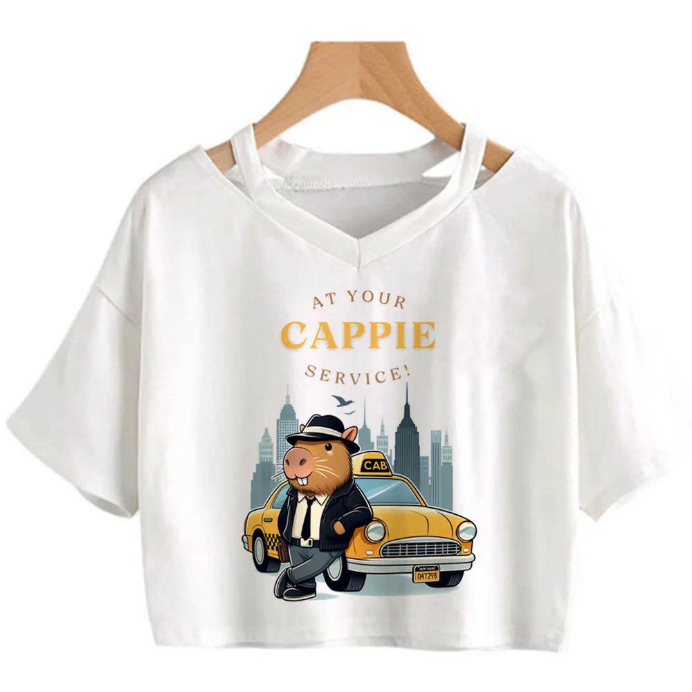 

Capybara aesthetic graphic crop top girl hippie fairycore 2000s yk2 tee cropped